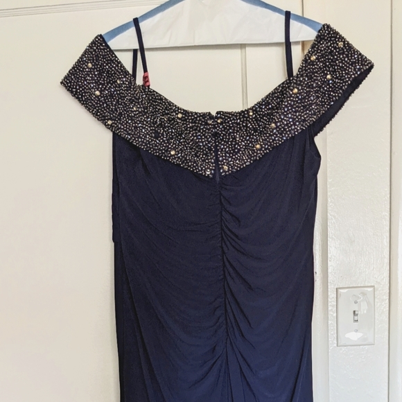 Navy Bejeweled Column Dress - 16W - Picture 2 of 5